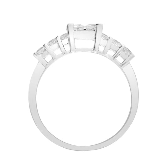 18ct White Gold Diamond Stairway to Heaven Engagement Ring 6mm - 18R921
