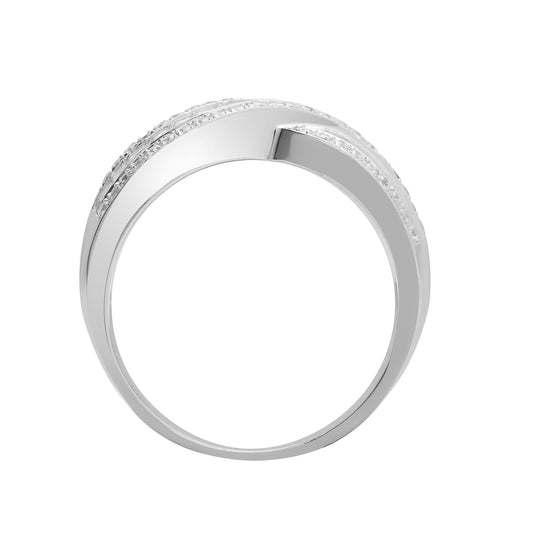 18ct White Gold 1.09ct Diamond Crossover Bow Eternity Ring 10mm - 18R923