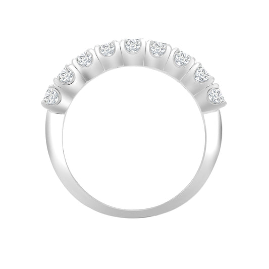 18ct White Gold 1ct Diamond 9 Stone Eternity Ring 3mm - 18R938-100