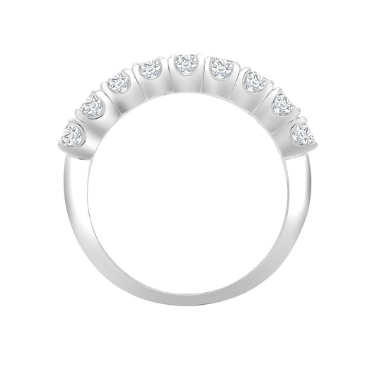 18ct White Gold 1ct Diamond 9 Stone Eternity Ring 3mm - 18R938-100