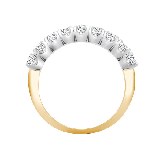 18ct Gold 0.75ct Diamond 9 Stone Eternity Ring 3mm - 18R941-075