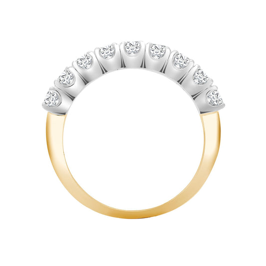 18ct Gold 0.75ct Diamond 9 Stone Eternity Ring 3mm - 18R941-075