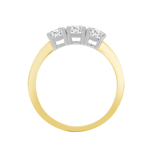 18ct 2 Colour Gold Diamond 3 Stone Uniform Trilogy Ring 5mm - 18R944-125