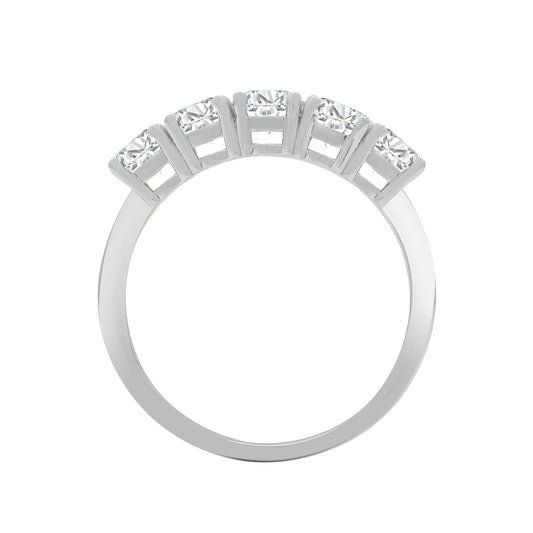 18ct White Gold 1ct Diamond 5 Stone Pentalogy Eternity Ring 4mm - 18R949-100