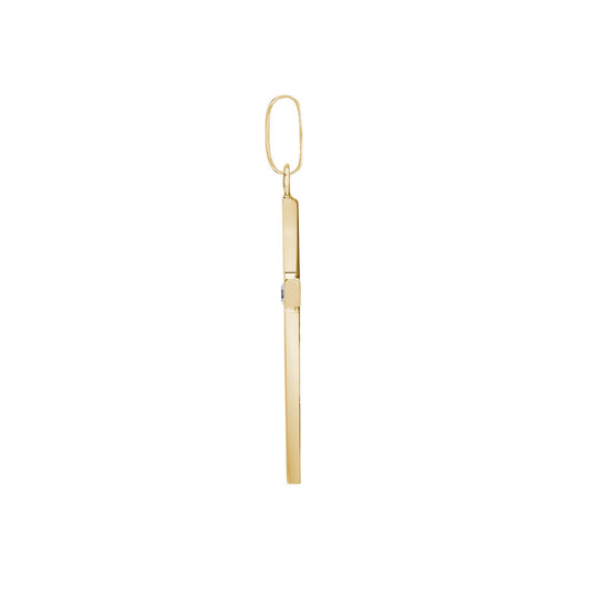 18ct Gold 0.03ct Diamond Minimalist Solitaire Cross Pendant - 18X106