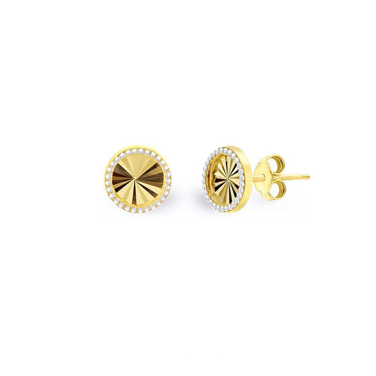 9ct Gold Fluted Starburst Round Stud Earrings 6mm - 2-55-9491