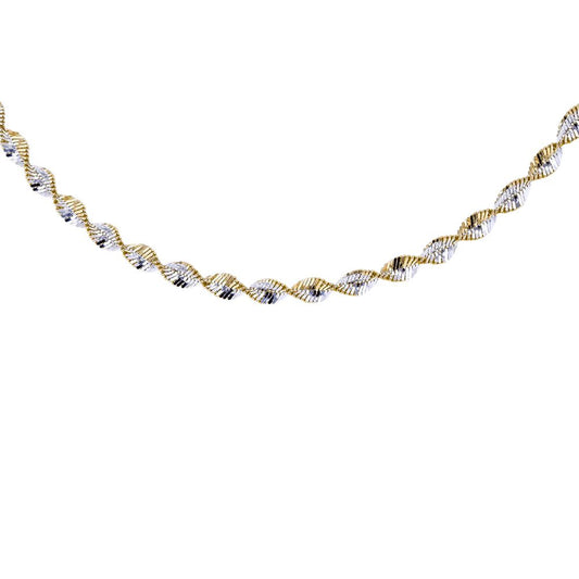 Silver 2 Tone Twist Herringbone 4mm Chain Necklace 18inch 46cm - 8-19-2434