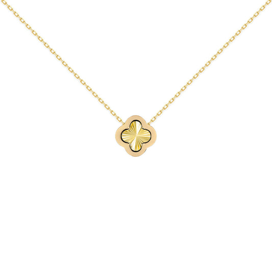 Gold-plated Silver CZ Fluted Clover Kiss Charm Necklace 16-18" - 8-19-2770