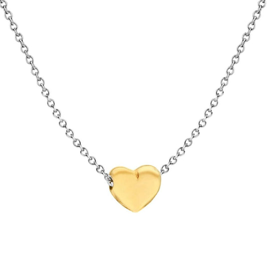 Gold-plated Silver Pillow Love Heart Charm Necklace 16-18" - 8-19-5204