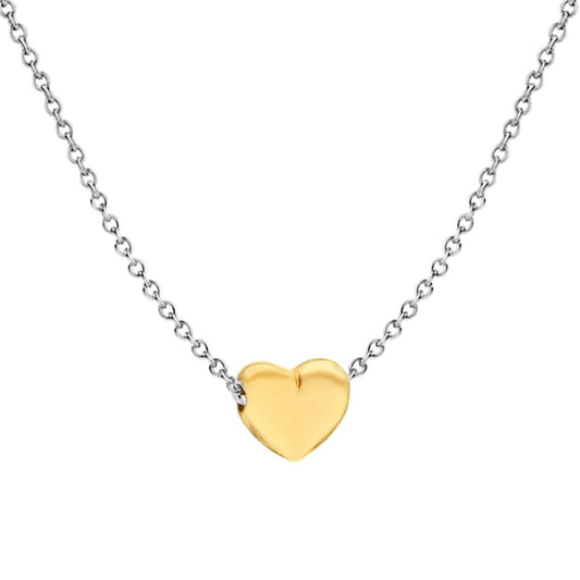 Gold-plated Silver Pillow Love Heart Charm Necklace 16-18" - 8-19-5204