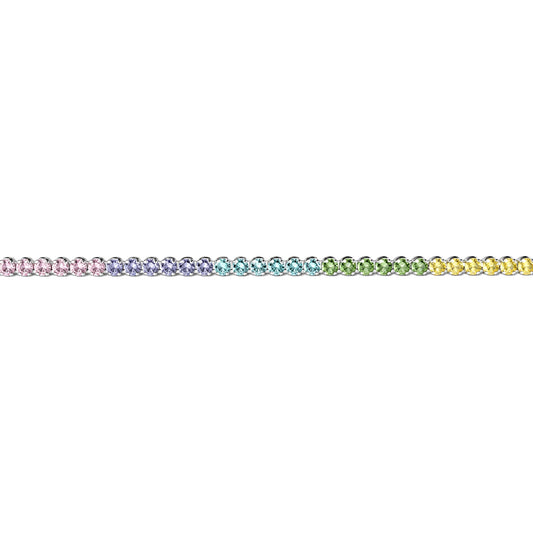 Silver CZ Pastel Rainbow Eternity Tennis Bracelet 7.5" 19cm - 8-29-0242-Pastel