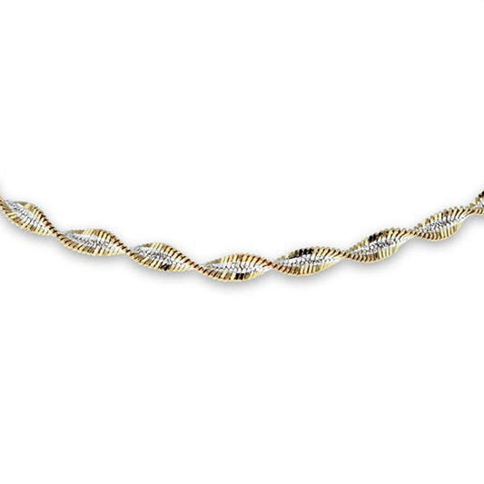 Silver 2 Tone Twist Herringbone 2.2mm Chain Bracelet 7.5" 19.5cm - 8-29-2302