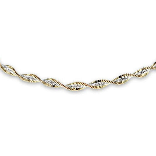 Silver 2 Tone Twist Herringbone 2.2mm Chain Bracelet 7.5" 19.5cm - 8-29-2302