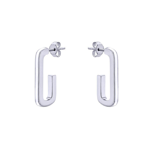Silver Enamel Ice Candy J Hook Paperclip 2mm Drop Earrings 20mm - 8-51-3159