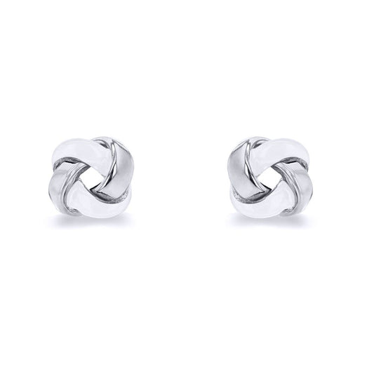 Silver Enamel Ice Candy Quadruple Love Knot Stud Earrings 8mm - 8-55-9506