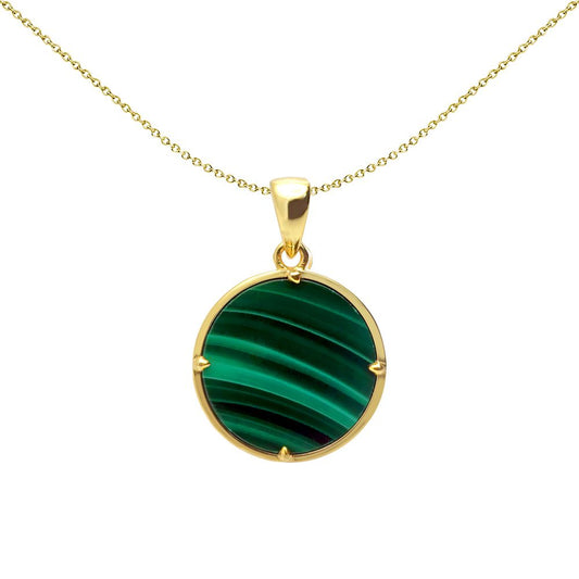 Silver Malachite CZ Magen David Star Halo Disc Medallion Necklace - 8-61-0045
