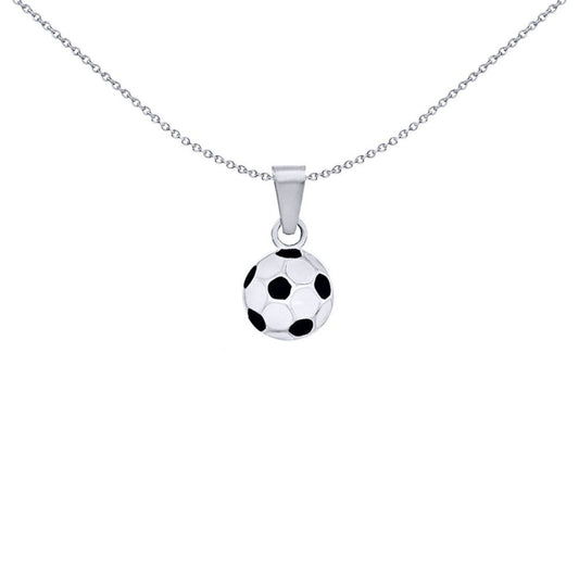 Silver Enamel Classic Football Soccer Ball Charm Pendant 14mm - 8-62-7393