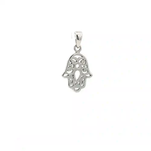 Sterling Silver Hamsa Hand Cutout Charm Pendant - 8-64-2839
