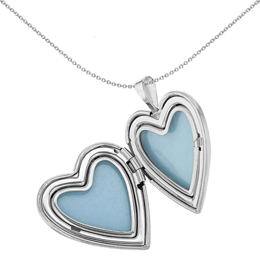 Silver Angel Unicorn Heart Locket Lenticular Texture Pendant - 8-65-3100