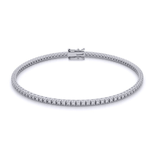 9ct White Gold 1.00ct Natural Diamond Line Tennis Bracelet - 9B018-100