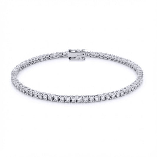 9ct White Gold 2.00ct Natural Diamond Line Tennis Bracelet - 9B018-200