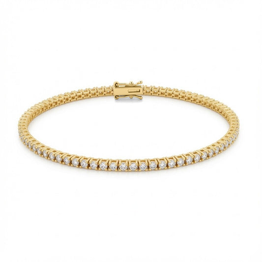 9ct Yellow Gold 2.00ct Natural Diamond Line Tennis Bracelet - 9B095-200