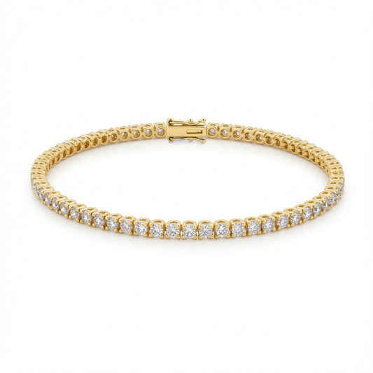 9ct Yellow Gold 3.00ct Natural Diamond Line Tennis Bracelet - 9B095-300