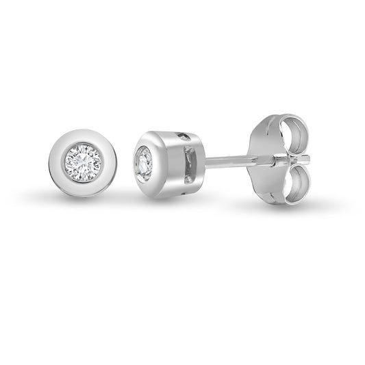 9ct White Gold 0.2ct Diamond Solitaire Stud Earrings - 9E002-020
