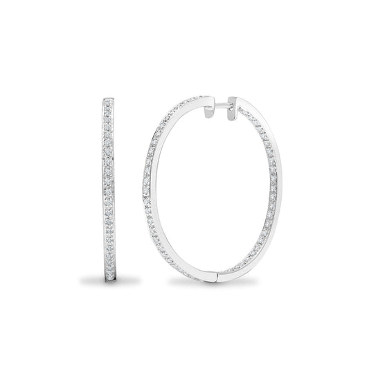 9ct White Gold 0.8ct Diamond Eternity Hoop Earrings 37mm - 9E048