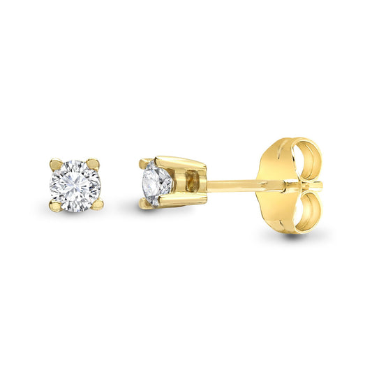 9ct Gold 0.1ct Diamond Solitaire Stud Earrings - 9E092-010