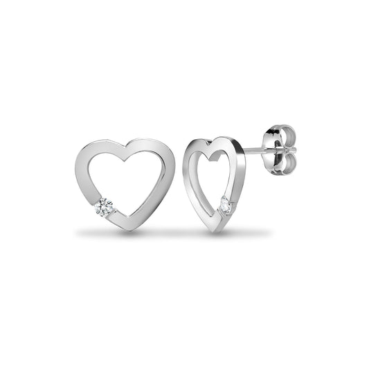 9ct White Gold 0.06ct Diamond Drop Stud Earrings - 9E171