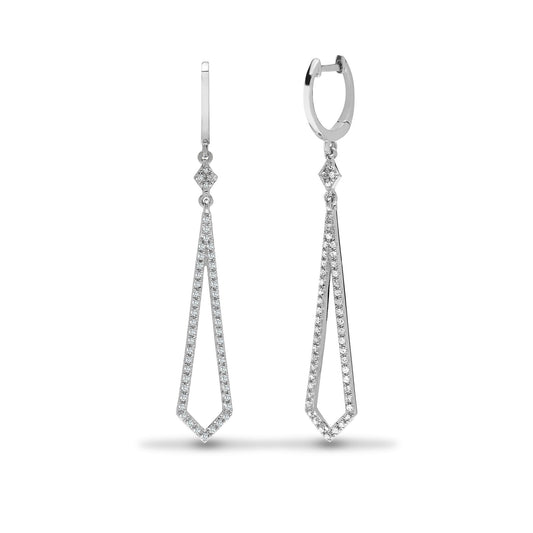 9ct White Gold 0.28ct Diamond Shooting Star Huggie Drop Earrings - 9E186