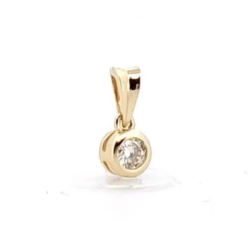 9ct Gold 0.15ct Diamond Donut Ring Solitaire Pendant - 9P001-015