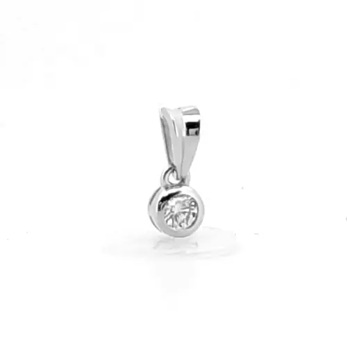 9ct White Gold 0.1ct Diamond Donut Ring Solitaire Pendant - 9P005-010