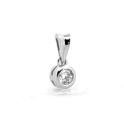 9ct White Gold 0.15ct Diamond Donut Ring Solitaire Pendant - 9P005-015