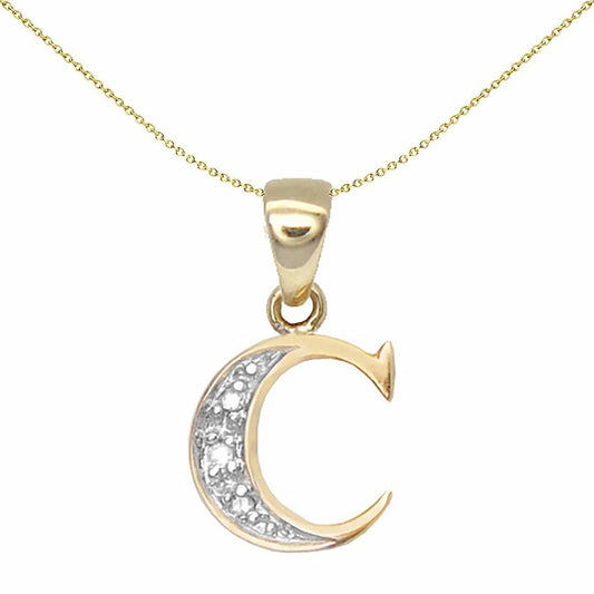 9ct Gold Diamond Identity Initial ID Charm Pendant Letter C - 9P050-C