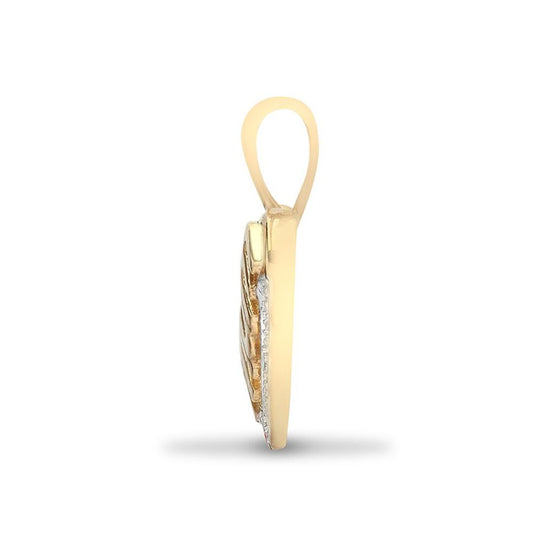 9ct Gold 0.02ct Diamond Love Heart MUM Charm Pendant - 9P081
