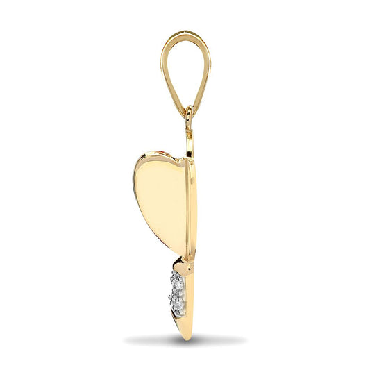 Mens 9ct Gold 0.03ct Diamond Dart Charm Pendant - 9P086