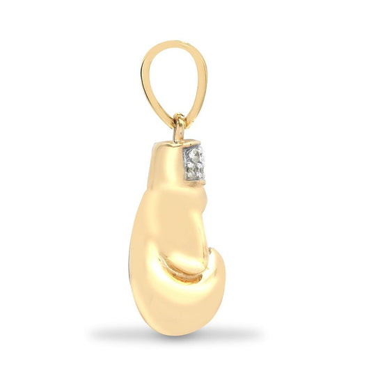 Mens 9ct Gold 0.06ct Diamond Boxing Glove Charm Pendant - 9P092