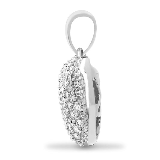 9ct White Gold 0.25ct Diamond Domed Love Heart Cluster Pendant - 9P158