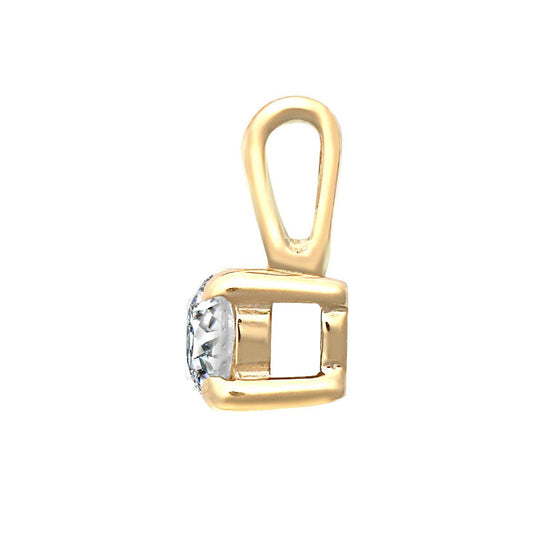 9ct Gold 0.1ct Diamond V-bale Solitaire Pendant - 9P160-010