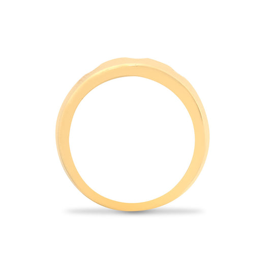 Mens 9ct Gold 0.09ct Diamond Domed Band Trilogy Ring 5mm - 9R009