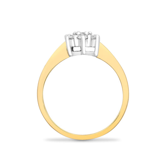 9ct Gold 0.33ct Diamond Classic 7 Stone Cluster Ring 8.5mm - 9R015