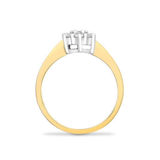 9ct Gold 0.33ct Diamond Classic 7 Stone Cluster Ring 8.5mm - 9R015
