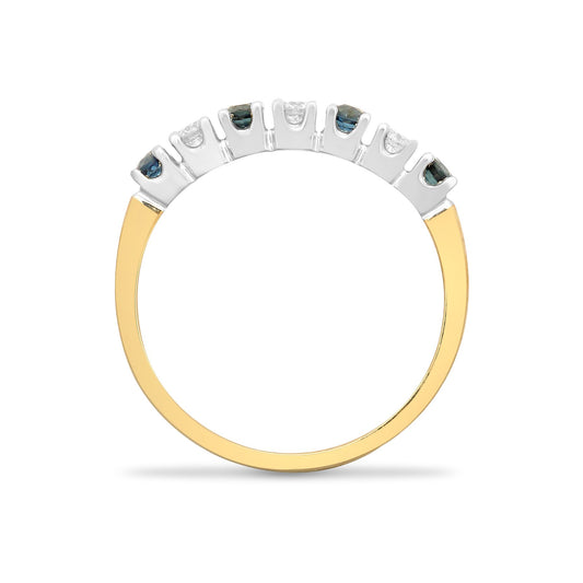 9ct 2 Colour Gold Diamond Sapphire Royal Eternity Ring 3mm - 9R022