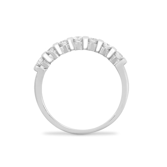 9ct White Gold 0.4ct Diamond 7 Stone Half Eternity Ring 3.5mm - 9R059