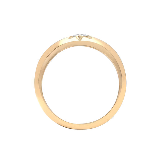 Mens 9ct Gold 0.25ct Diamond Domed Band Solitaire Ring 7mm - 9R248