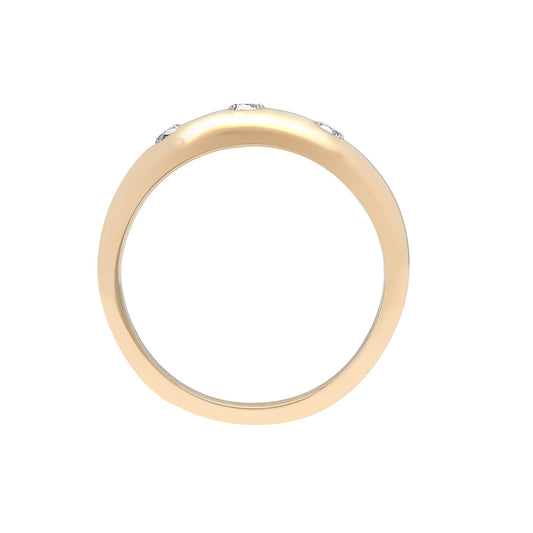 Mens 9ct Gold 0.5ct Diamond Domed Band Trilogy Ring 7mm - 9R249
