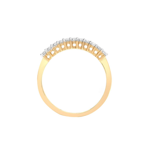 9ct Gold 0.22ct Diamond Dainty 11 Stone Half Eternity Ring 1.5mm - 9R350