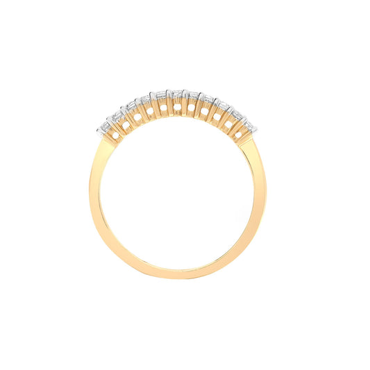 9ct Gold 0.22ct Diamond Dainty 11 Stone Half Eternity Ring 1.5mm - 9R350